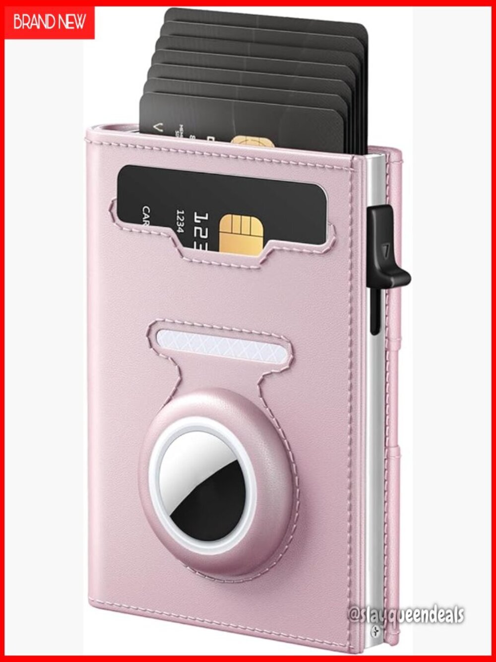 Slim RFID Trifold Wallet with AirTag Holder - Pop-Up Card Access